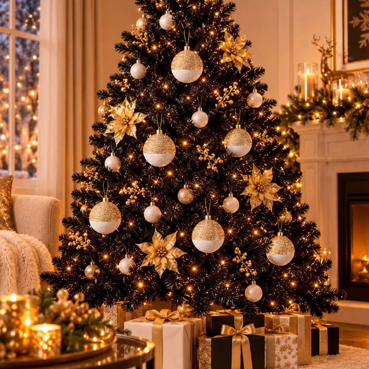 Esferas Navideñas Lluvia Light Champagne 6 Piezas 10 cm