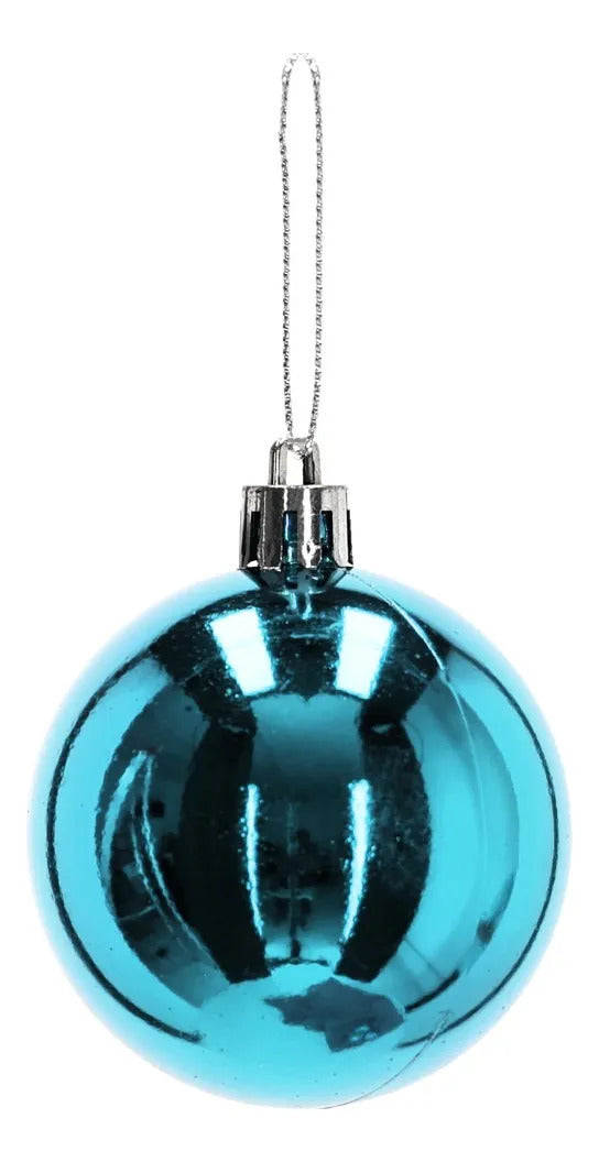 Set Esferas Navideñas lluvia Azul Turquesa 30 Piezas 6 Cm