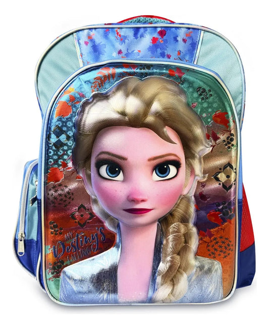 Mochila Escolar Ruz Azul Frozen Elsa Diseño 3D Metálico