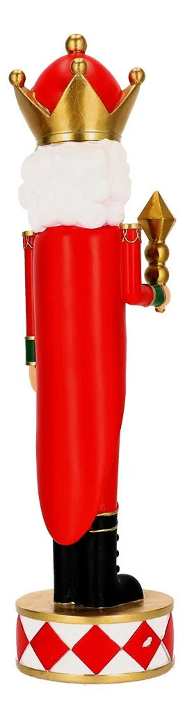 Cascanueces Lluvia Rey Rojo con Corona Dorada 52 cm