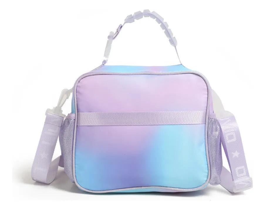 Set Mochila Primaria Mariposas Tornasol Lila Tres Piezas