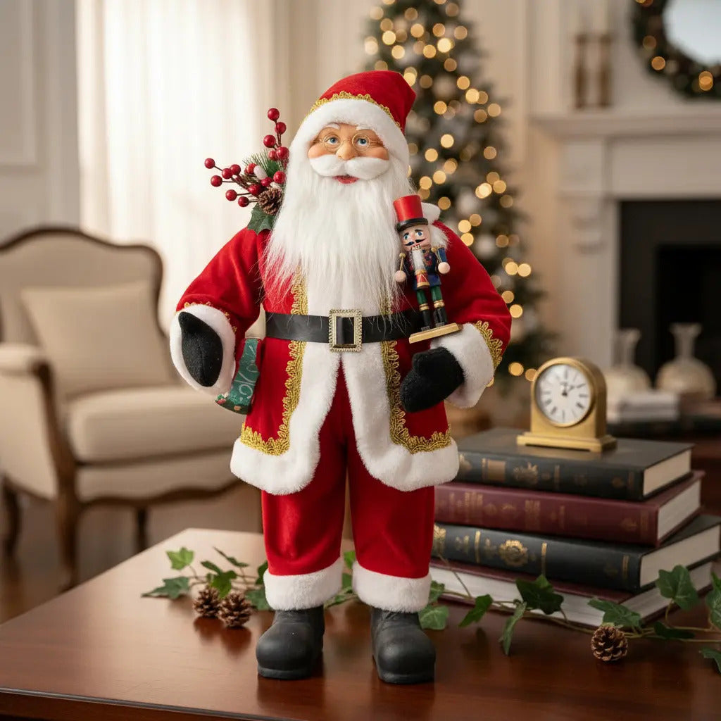 Santa Con Cascanueces Figura Decorativa Navideña 60x30x20 Cm