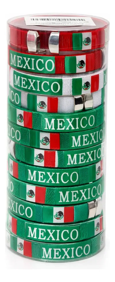 Kit Selección México Pulseras Lentes Rojos Llavero Y Sticker