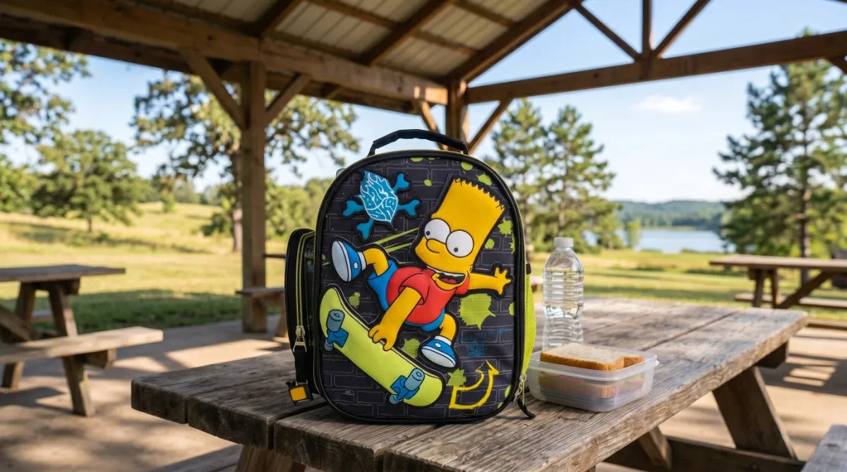 Lonchera Escolar Yadatex Bart Simpson Negra Y Verde Neon