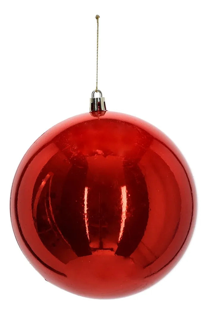 Set De Esferas Lluvia Rojo Clásico 4 Diseños 12 Cm
