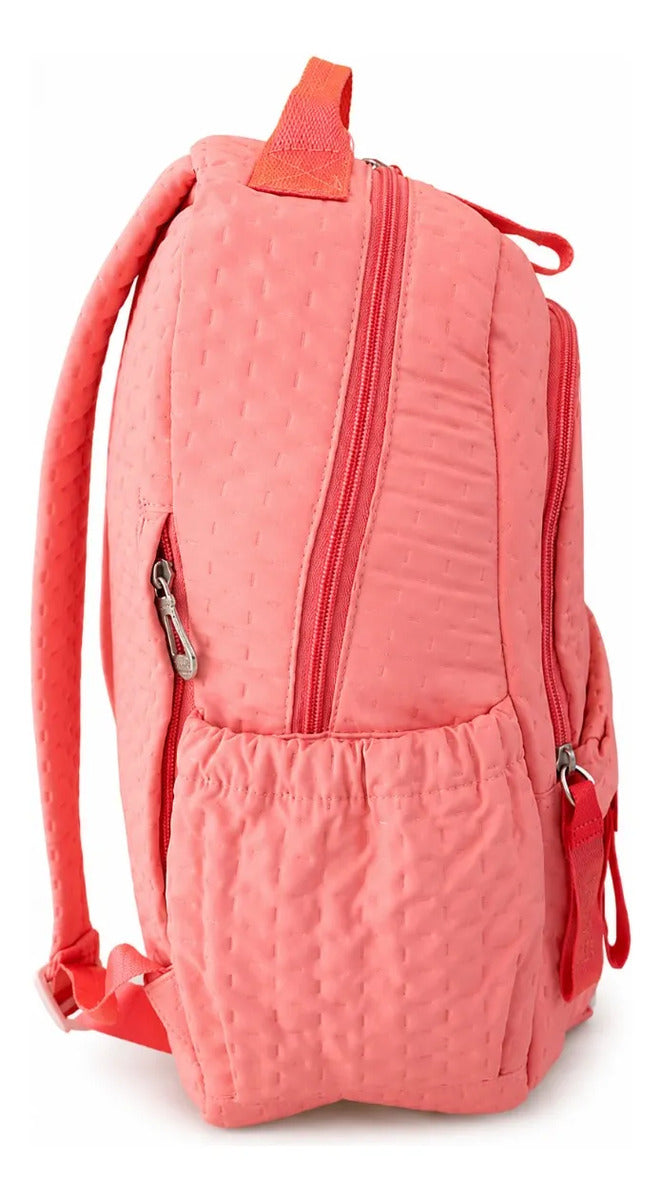 Mochila Escolar Lluvia Color Salmón Diseño Acolchado