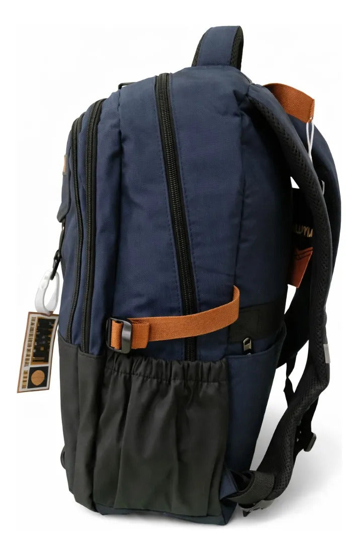 Mochila Juvenil Lluvia Azul Marino Con Bolsillo Secreto