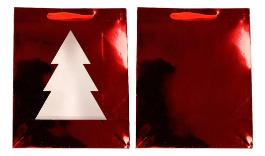 Bolsas de Regalo Navideñas Lluvia Pino Ventana 12 Pzas 41cm