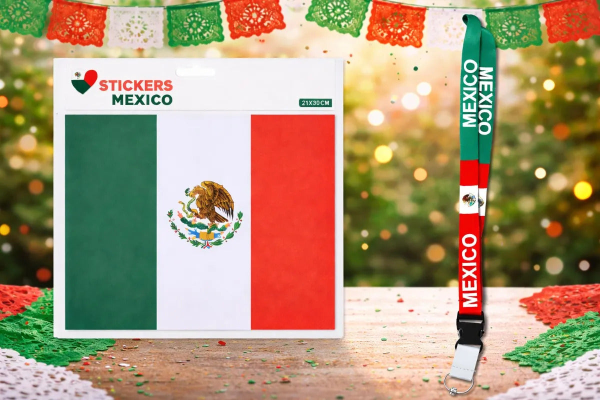 Set Tricolor México Bufanda Bandera Y Accesorios Patrios