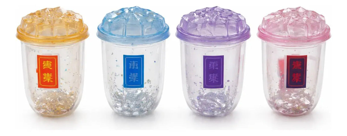 Vaso 450 Ml Con Glitter Suelto Tapa Hielo Diseño Creativo