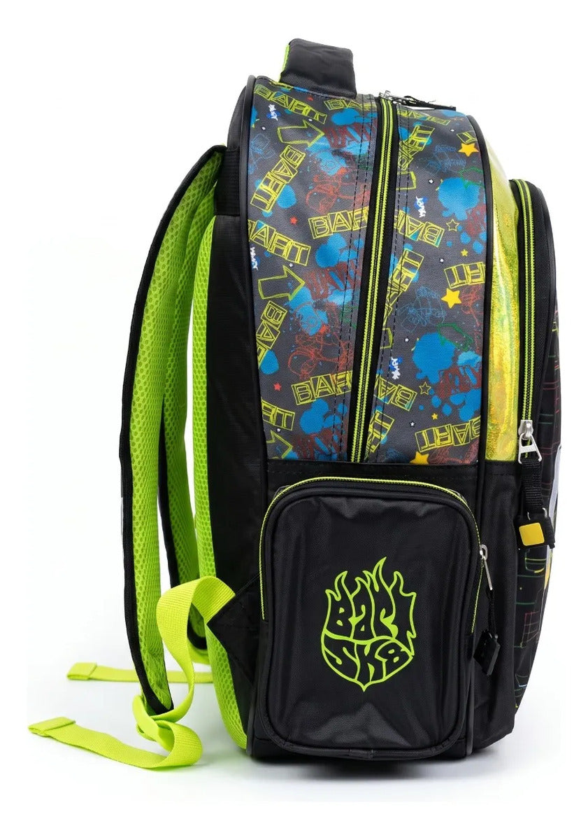 Mochila Primaria Bart Simpson Yadatex Negra Con Verde Neón