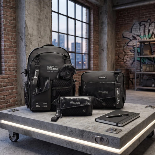 Set Escolar Lluvia Negro de 3 Piezas con Monedero