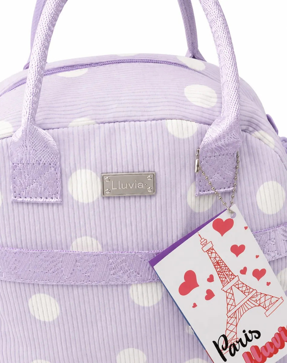 Lonchera Lluvia Color Lila Con Diseño De Polka Dots