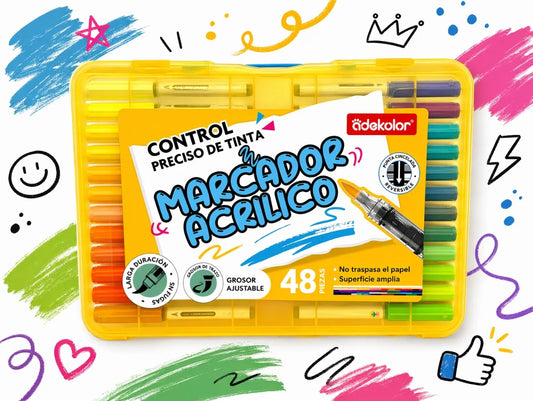 Marcadores Acrílicos Adekolor 48 Piezas Colores Surtidos