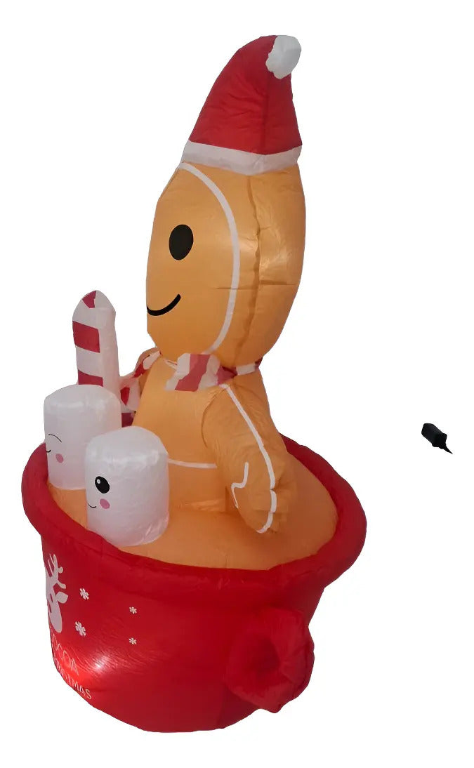 Inflable Navideño Taza De Chocolate Con Galleta Marca Lluvia
