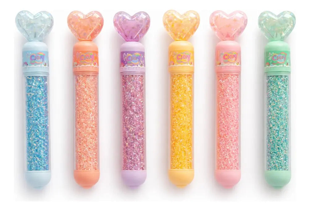 Marcatextos Kawaii 6 Piezas Gliter Kawaii Diseño De Corazón