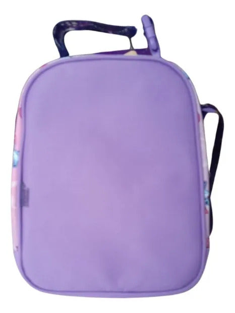 Lonchera Ruz  Color Lila Stitch 3d Práctica Y Con Correa