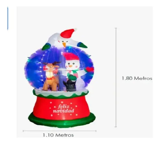 Inflable Navideño Esfera De Nieve Luces Led 180x110x110 Cm