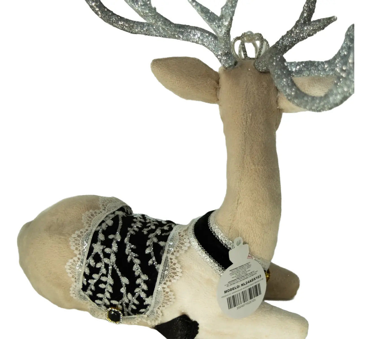 Muñeco Navideño Reno Elegante De Terciopelo Suave 33x27x15