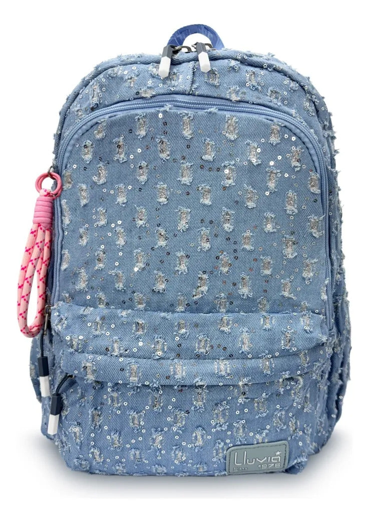 Set Escolar Lluvia Azul de 3 Pzas con Lentejuelas
