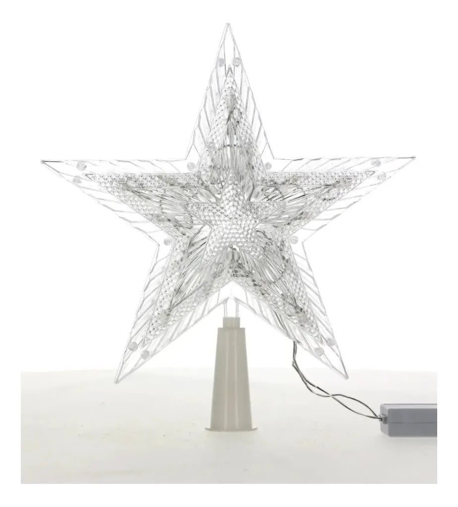 Punta De Árbol JL Estrella Multicolor Con Relieve 18 Led
