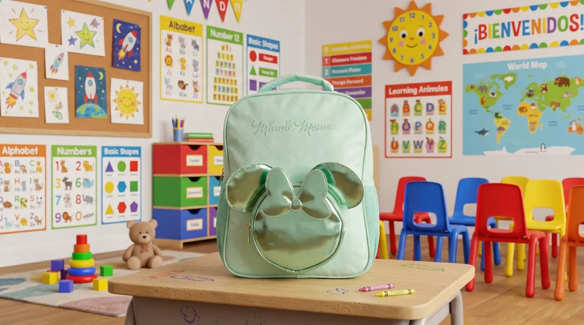 Mochila Infantil Kinder Ruz Minnie Mouse Color Verde Menta