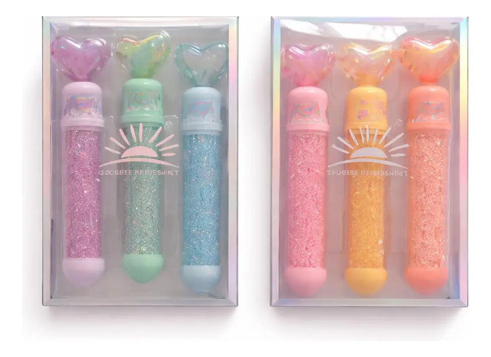 Marcatextos Kawaii 6 Piezas Gliter Kawaii Diseño De Corazón