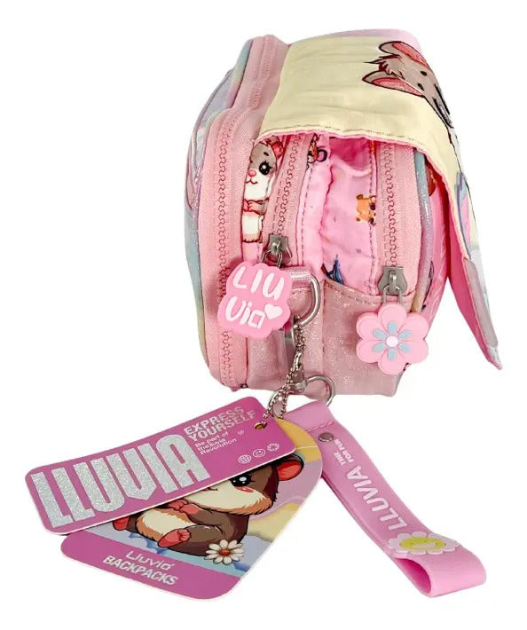 Paquete Mochila 3piezas Marca Lluvia Hamster Rosa Kinder