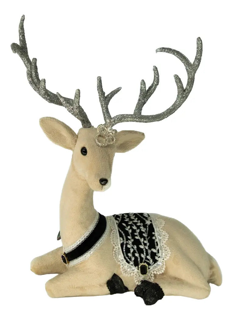 Muñeco Navideño Reno Elegante De Terciopelo Suave 33x27x15