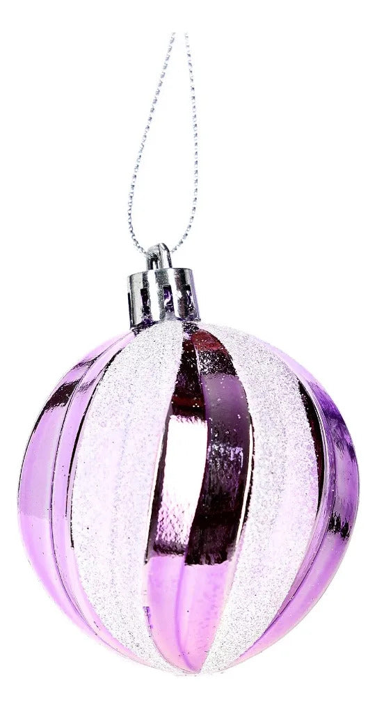 Set Esferas Navideñas Lluvia Lila Lavanda 30 Piezas 6 Cm