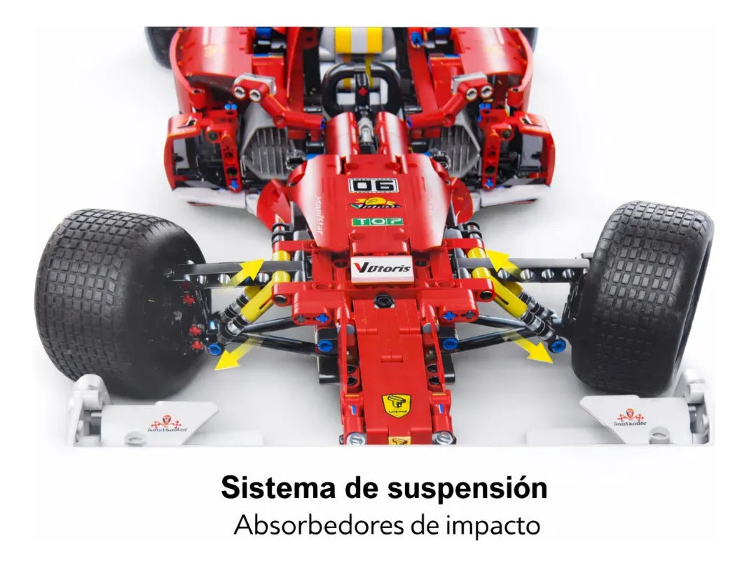 Carro Tipo Fórmula 1 Rojo De Bloques 1698 Piezas Escala 1.8