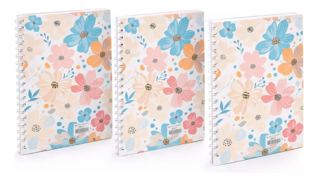 Libretas 3 Piezas Diseño Flores Notebook Cuadro Chico