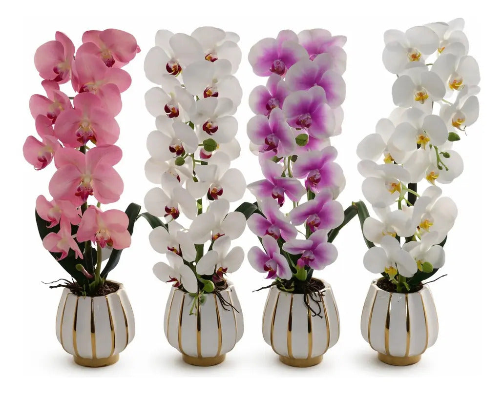 Orquídea Phalaenopsis Artificial En Maceta Blanca 62 Cm