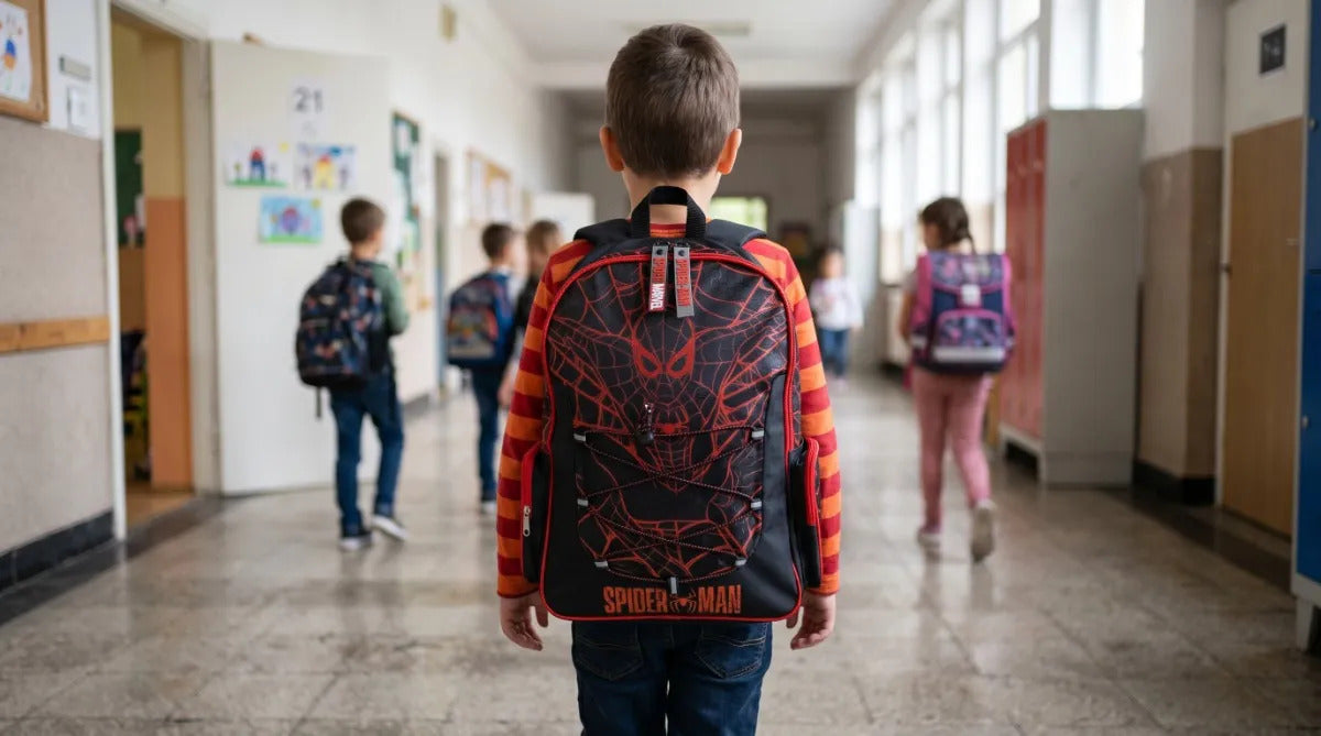 Mochila Ruz Spider Man Escolar Primaria Negro Con Llavero