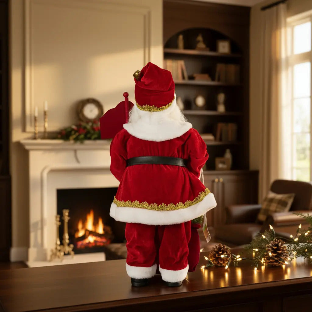 Santa Decorativo Con Árbol Y Letrero Navideño 65x10x15 Cm