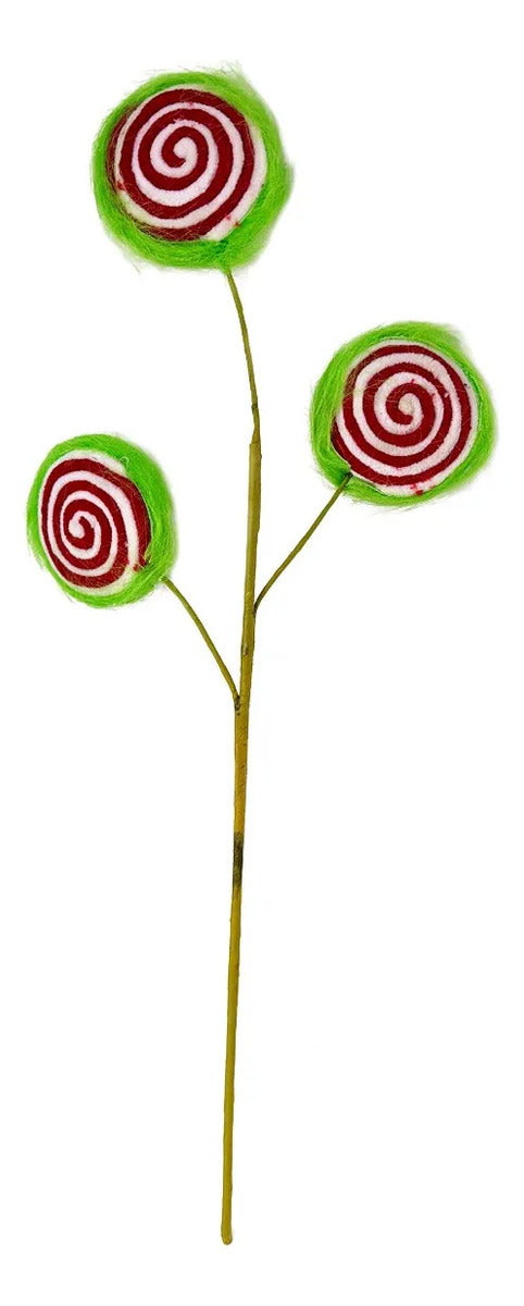 Vara Navideña Lluvia Caramelos Verde y Blanco 50cm