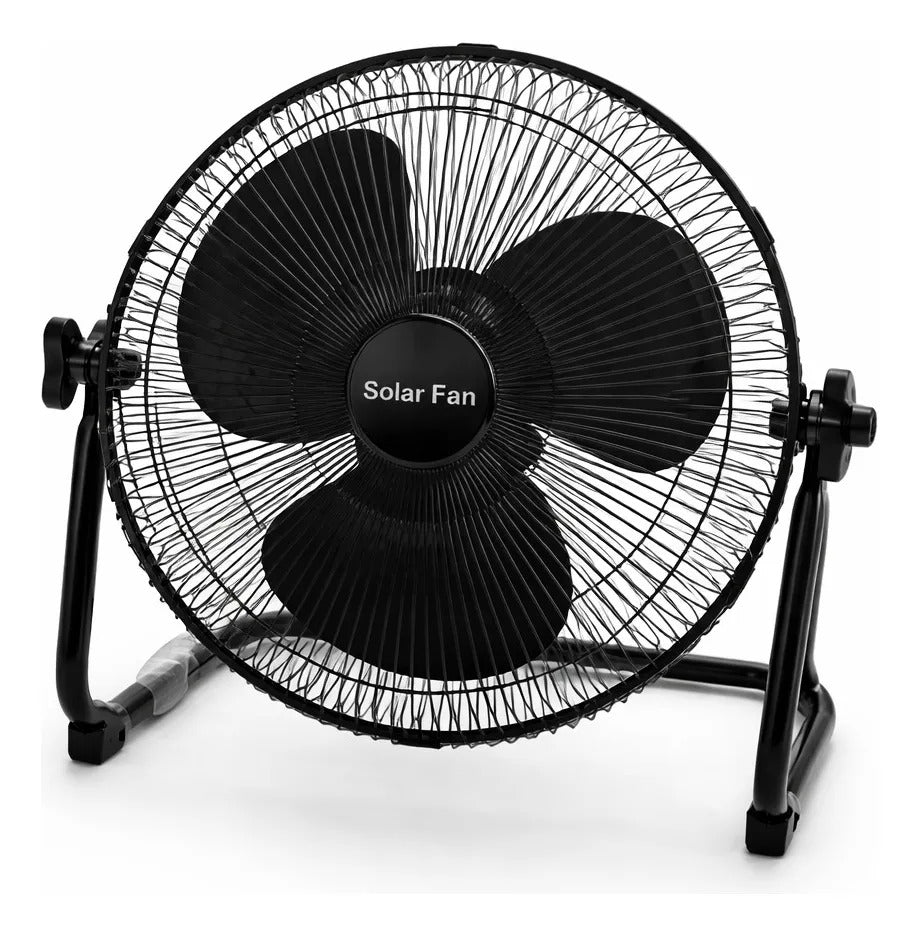 Ventilador Negro Solar Recargable 16 Con Panel Incluido