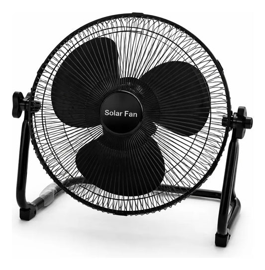 Ventilador Negro Solar Recargable 16 Con Panel Incluido