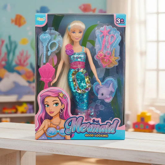 Muñeca Fashion Candy Toys Con 9 Accesorios Princesa O Sirena