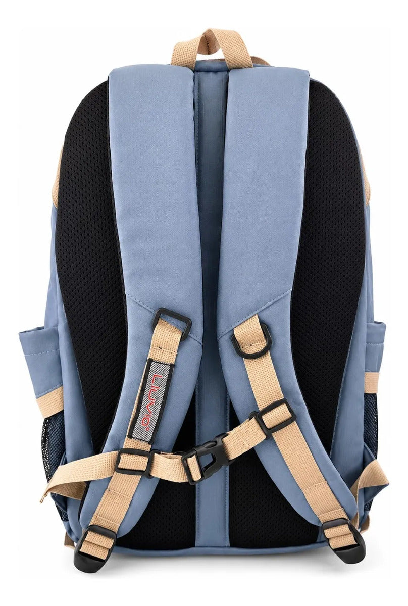 Mochila Lluvia Azul Moderna Satinada Con Correas Laterales