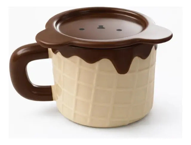 Taza Waffle De Oso Con Tapa Y Cuchara 500 Ml