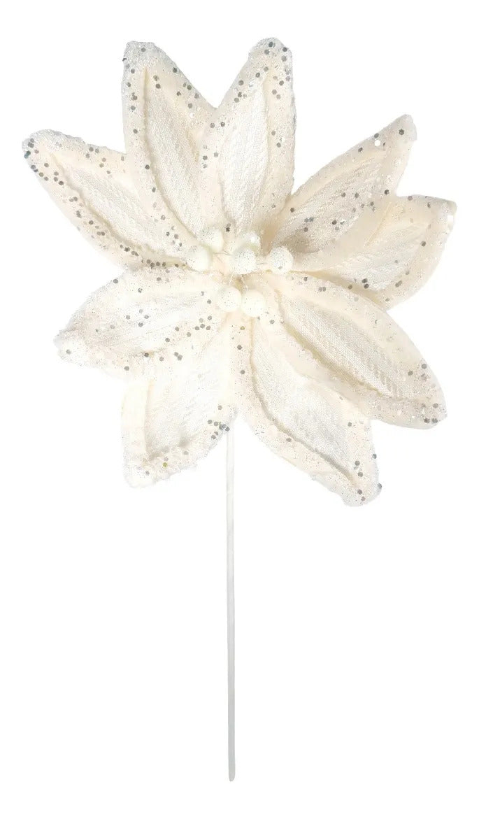 Nochebuena Navideña Lluvia Blanca Elegante 40cm