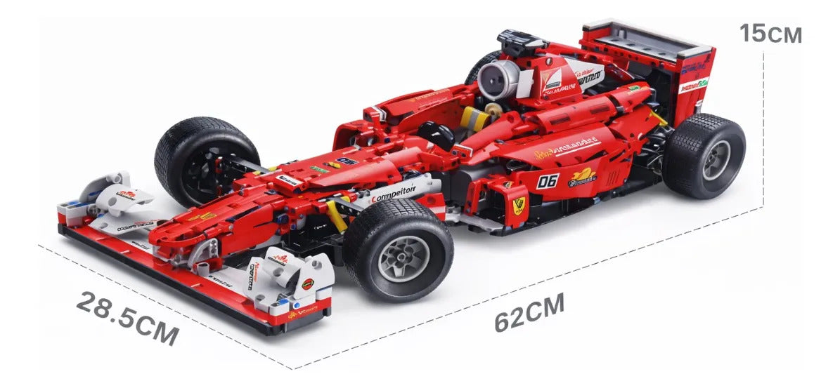 Carro Tipo Fórmula 1 Rojo De Bloques 1698 Piezas Escala 1.8