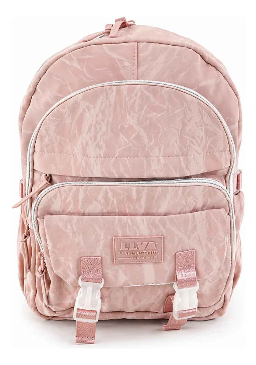 Mochila Lluvia Juvenil Color Rosa Marmoleado Practica Y Elegante