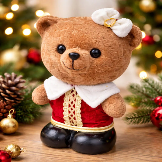 Muñecos Navideños Osito Y Osita De Terciopelo 19x12x14