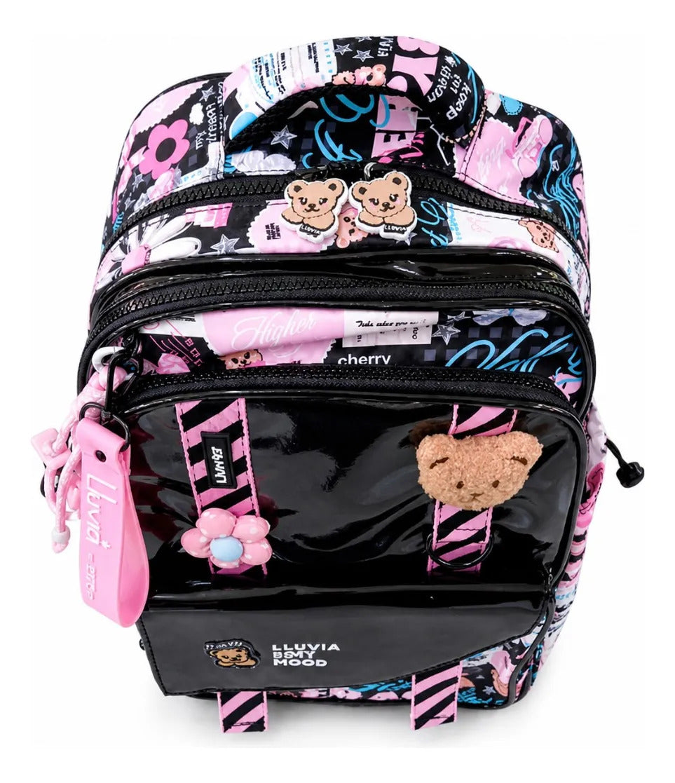 Mochila Lluvia Juvenil Con Diseño Urbano y Charol