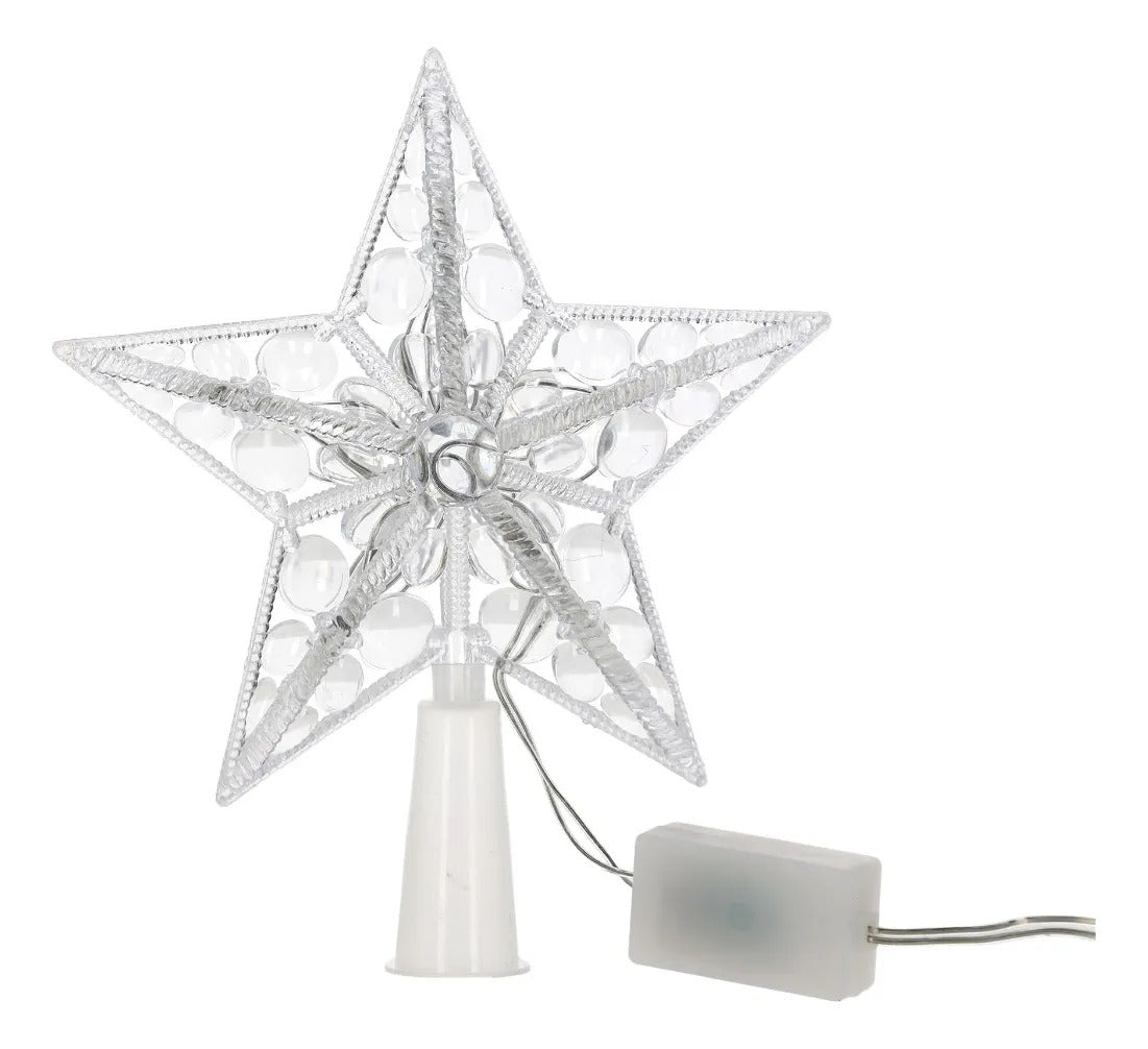 Estrella Navideña JL Transparente 10 Luces Led Multicolor