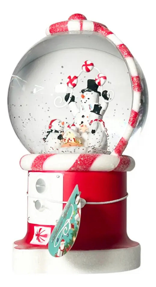 Lámpara Navideña Globo Con Muñecos De Nieve 21x13x8 Cm