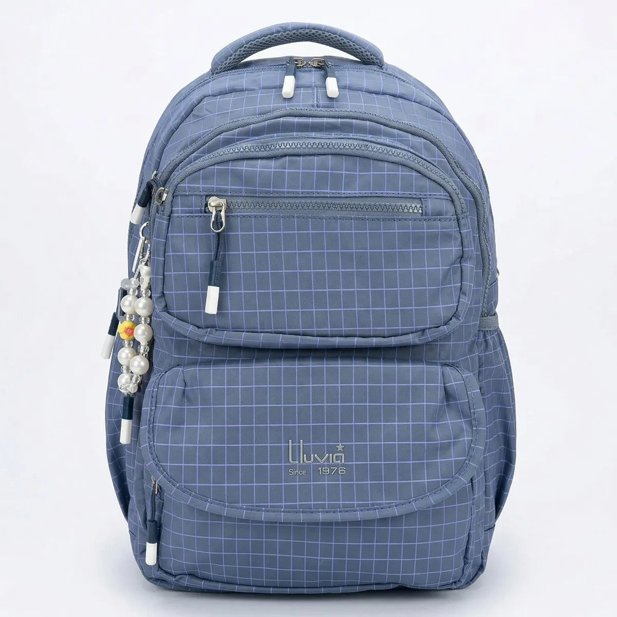 Mochila Juvenil Lluvia Azul Con Llavero Removible Unisex
