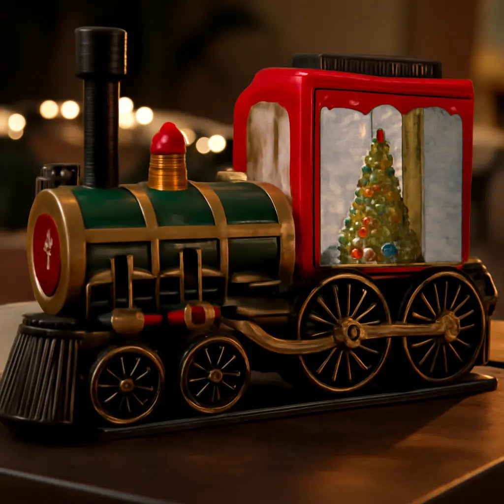 Lámpara Navideña Tren Con Árbol Y Brillos  19x10x22 Cm
